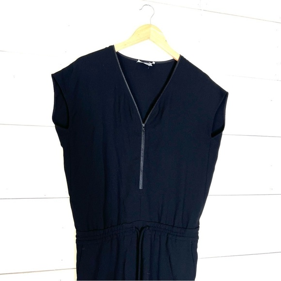 Vince Zip Front Jumpsuit in Black, Drawstring Waist - Picture 7 of 8